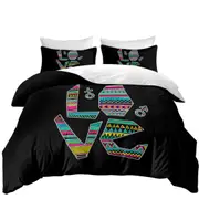 Love Multi Colored Pattern Quilt Cover