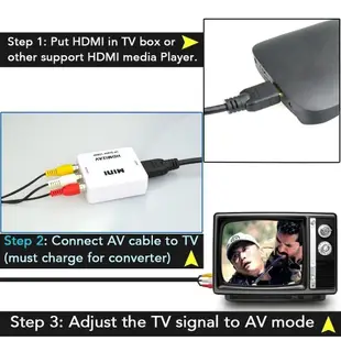 Mini HDMI 到 AV RCA CVBS 複合視頻 1080P HDMI2AV 轉換器縮放器適配器