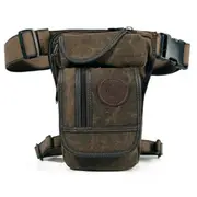 Tactical Belt Waist Bag Motorcycle Rider Canvas Drop Leg Pack Pouch - BROWN
