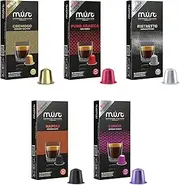 [MUST] Nespresso Compatible Coffee Capsules Variety Coffee Selection 50 (5 packs X 10 Pods) Aluminium Capsules, Made in Italy