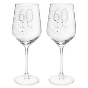 2PK Gibson Gifts 60 Birthday Crystal Wine Glass Toasting Tumbler Drinkware Clear