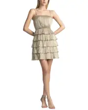 Zac Posen Metallic Pleated Mini Dress