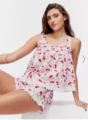 NEW Peter Alexander Cute Cherry Cami & Shorts PJ Set + PJ Bag Sz Small RRP$129