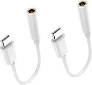 ELAYARD 2pcs C to Earphone Adapter USB C Male to Audio Female Jack Reversible Design for Seamless Audio Conversion for Connecting Earphones to White