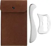 TOVINANNA 1set Stainless Steel Muscle Scraping Tool for and Back Massage Gua Massage Board Felt Bag for and
