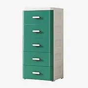 GUAWJRZDP 5 Drawers Storage, Chest of Drawers, Drawer Chest, Storage Cabinet Plastic Drawers, Movable Storage Cabinet, Limited Buckle Design, for Closet, Living Room(Green+White)
