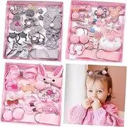 JOYOYO 54 Pieces Baby Girls Bows Fully Lined Hair Clips Baby Hair Ties Ponytail Holders for Little Girls