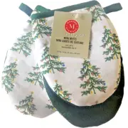 Martha Stewart Neoprene Mini Oven Mitts Christmas Tree 5.5"x8" Set of 2 Kitchen