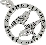 [AFP] Odin's Raven Runes Pendant 925 Sterling Silver AS-455-1, Silver, 0 Stone