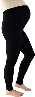 [Elizabeth Brown Maternity] Women's Black Maternity Leggings with Bump Panel, Black, 8 Long