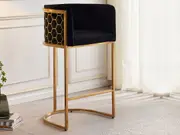 Honeycomb Bar Stool Black Velvet Upholstery