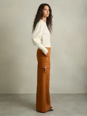 Reiss Rust Mariane Wide-Leg Combat Trousers With Cotton (AU8077) | $395