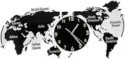 Luxshiny Silent Acrylic World Map Wall Clock Mute Clock for Living Room Kitchen Office Unique Decor for Home