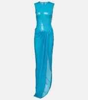 [Alex Perry] Alex Perry Asymmetric sequined gown AU 14 blue
