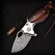 Pocket Knife D2 Survival Folding Knife Mini D2 Damascus Self Defence Knife
