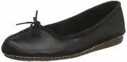 Clarks Womens Freckle Ice Ballet Flats, Black Black Leather, 4.5 UK