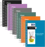 Spiral Notebooks, 6 Pack, Fat Lil' Pocket Notebooks, College Ruled Paper, 3-1/2"