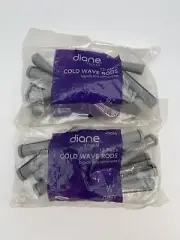 DIANE 24-Pack Cold Wave Rod w/ Rubber Band, Gray 3/8" Hair Roller & Curler Long