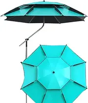 Sun Wind Rainproof Fishing Umbrella,Khaki/Cyan/Digital Blue,2.2M/2.4M Outdoor Umbrella,360° Universal Adjustment,Free Retractable Walking Stick Umbrella (Color : Teal, Size : 2.4M)