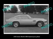 OLD LARGE HISTORIC PHOTO OF ASTON MARTIN DB4 1958 LAUNCH PRESS PHOTO 1