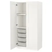 PAX / GRIMO wardrobe combination, white/white, 100x60x201 cm
