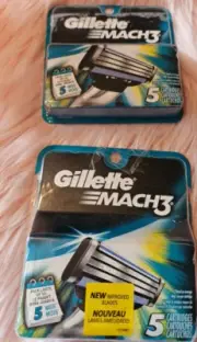 New 5ct Gillette Mach3 Turbo 5 Cartridge Razor Refills 10 total F-5