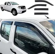 SUERAUTO4X4 Weather Shields for Nissan Navara D40 Accessories 2005-2015 Dual Cab, Weathershields Window Visors Car Wind Deflectors Rain Guard Exterior, Injection Smoked Tinted Black 4PCS