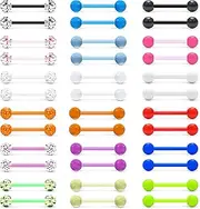 [Kadogohno] Flexible Bioplast Glow in The Dark 14G 14/16mm Bars Nipple Bridge Tongue Rings Piercing Para Pezones La Lengua Mujer Barbell Jewelry Hypoallergenic for Women Set