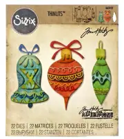Whimsy Decor Christmas Ornaments Sizzix Thinlits Die Set Tim Holtz 663102 NEW!