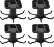 4 Pieces Under Cabinet Hooks, 360° Rotating Kitchen Utensil Hooks, Utensils/Tools/Towels/Knives (Black)