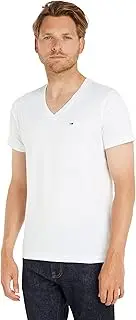 [Tommy Jeans] Men's Original V-Neck Jersey T-Shirt, White, L