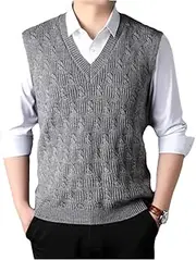[Generic] Men's Winter Sleeveless Jackets Vest Warm Jumper Knitted Waistcoats Pullovers Sweater Vest Clothing