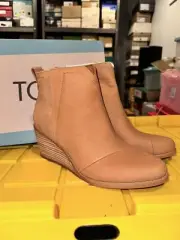 TOMS Clare Women's Leather Suede Tan Wedge Boot Size 8.5