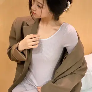 GOFO 冬天套裝 兩件式 韓系顯瘦彈性輕薄修身 居家套裝 打底上衣 打底褲 家居服 睡衣