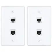 RJ45 Wall Plate 2 Port, 1-Gang Ethernet Wall Plate with Metal Shielded Cat7 K...