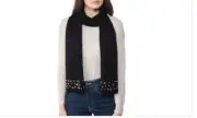 MSRP $59 Inc International Concepts Embellished Muffler Scarf Black Size OSFA