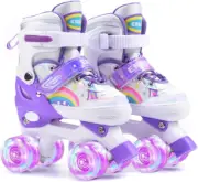 Roller Skates,4 Size Adjustable Toddler Roller Skates with Light up Wheels for f