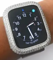 Bling Apple Watch Series 4/5/6/SE Bezel Face Case Zirconia Diamond Silver 44 mm