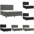 Box Spring Bed with Mattress and LED Dark Grey Bed Base Queen Size Velvet vidaXL