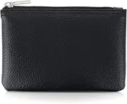 [TIESOME] PU Lychee Pattern Zipper Coin Purse, Portable Mini Change Wallet for Women, Credit Card ID Key Headset Lipstick Pocket, Black