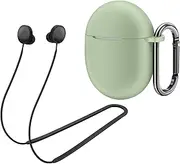 for Pixel Buds Pro 2 Case (2024), Anti-Lost Strap, Silicone Cover with Keychain, Sports Lanyard for Women Men Girl boy Compatible with Google Pixel Buds Pro 2(Lemongrass Case+Black Strap)