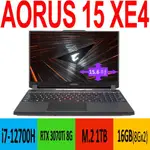 INTEL第12代處理器★RTX 3070TI  AORUS 15 XE4-73TWB14SH