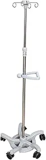 Rolling IV Pole w/5 Caster Base & 4 Hooks Mobile Infusion Stand Adjustable Height IV Fluid Bag Stand Portable Intravenous Pole for Home Clinic