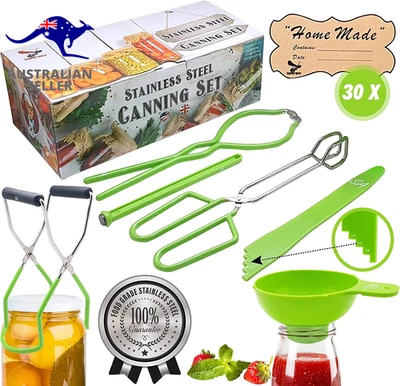 Canning Set -Jar Lifter with Grip Handles-Stainless Steel Canning Tongs-Magnetic