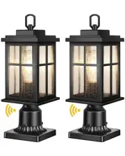 VIANIS 2 Pack Outdoor Post Lights Dusk to Dawn, Hardwired 120V Black Lamp Pos...