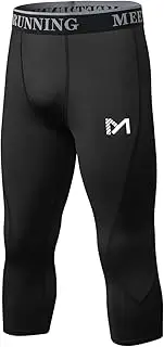 [MEETYOO] Compression Shorts Men's Underwear Sports Compression Shorts 3/4 Long Leggings Tight Breathable, 3/4 Trousers-Black, L