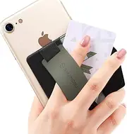 Sinjimoru Phone Grip Card Holder with Phone Stand, Secure Stick on Wallet for iPhone with Pop Out Stand for Table. Sinji Pouch B-Grip Silicone