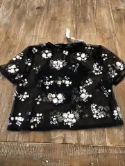 ASOS Design Embellished Mesh Crop Top Black Size 0