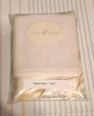 Robbie Adrian Fleece Organic Baby Blanket with Silk Straight Trim 15x17"