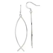 Sterling Silver Polished Ichthus Dangle Earrings